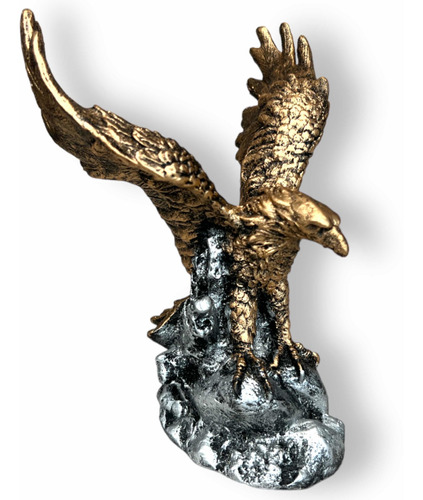 Aguia Dourada Gaviao Estatua Decorativa Em Resina 17,5cm
