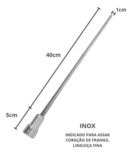 Kit 6x Espetos Inox 40cm Mais Pegador De Carnes, Churrasco
