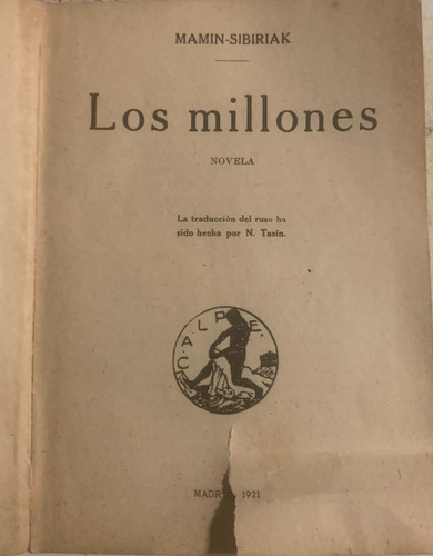 Libro Antiguo Novela Los Millones Mamin-sibiriak