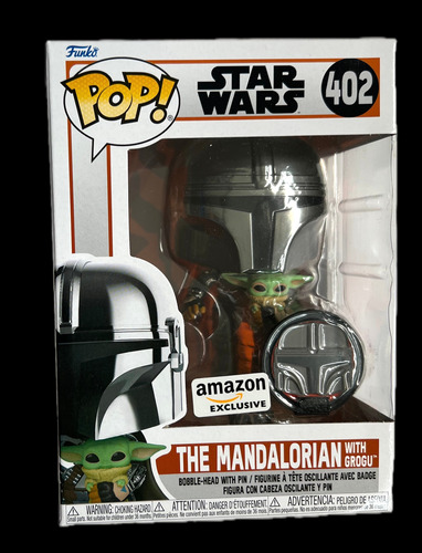 Funko Pop Mandalorian Holding Grogu Pin Chrome 402 Exclusivo