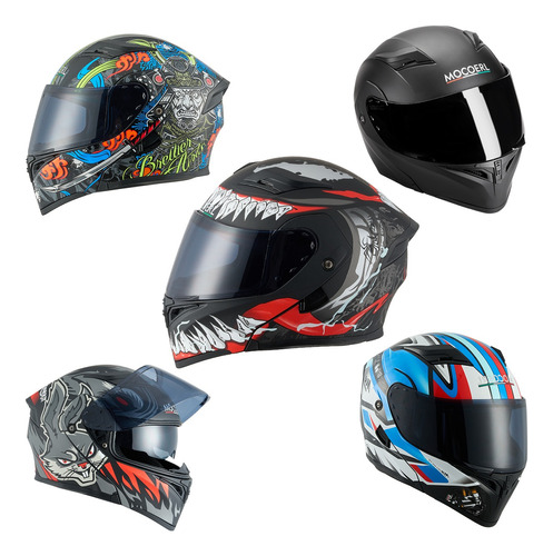 Casco Abatible Certificado Dot Para Moto Negro My-90 Mocoerl