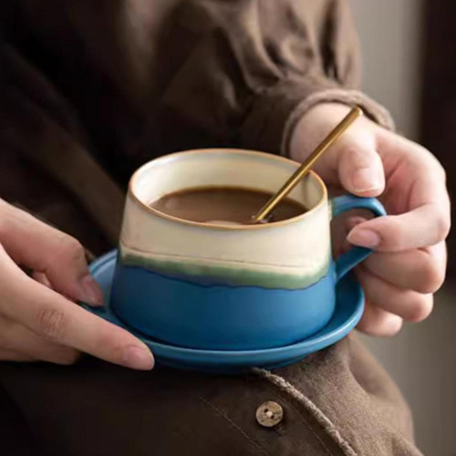 Taza De Café De Té Decoración Del Hogar Con Una Azul
