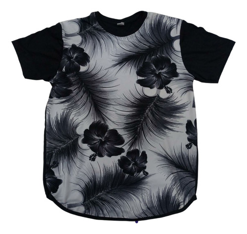 Camiseta Floral Camisa Estampada Flores Long Line Feminina