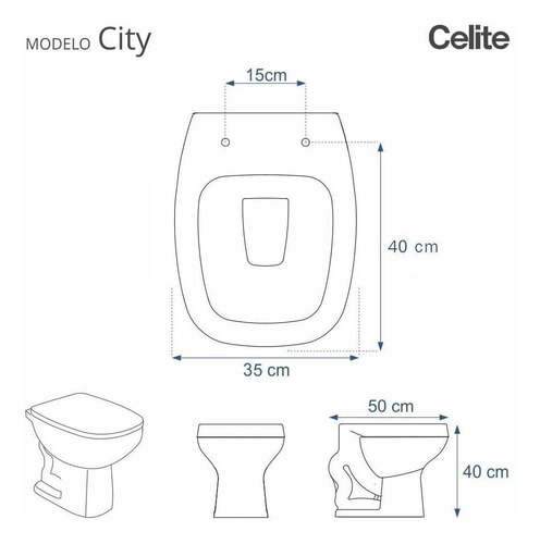 Imagem 3 de 6 de Tampa De Vaso Sanitário City Branco Para Bacia Celite 6lpf