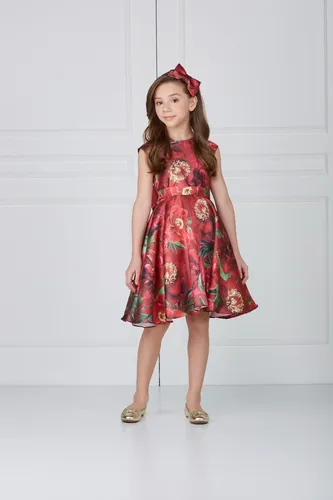 Vestido Festa Infantil Vermelho Menina De Seda 8 A 12 23498