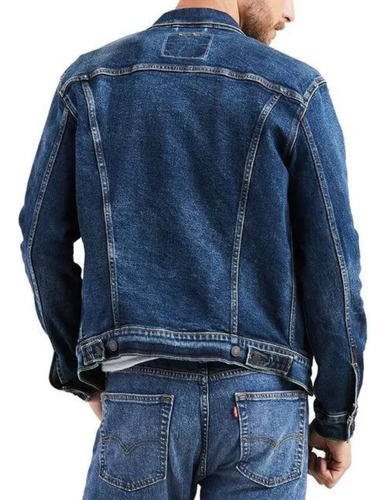 Jaqueta Masculina Levi's Jeans Azul Com Bolsos R: 723340322
