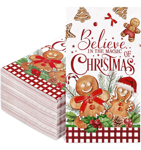 100 Servilletas De Invitados Navideñas Con Diseño De Hombre