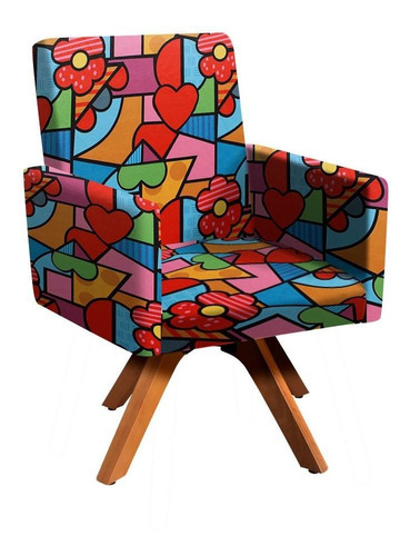 Poltrona Giratória Nina Estampados - D'rossi Cor d15 romero britto