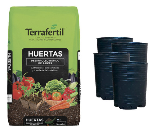 Sustrato Iniciador De Huerta 50lt Con Macetas 1/4 De Regalo