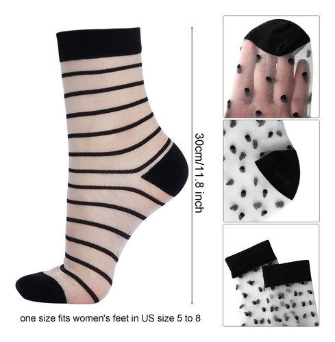 5 Pares De Calcetines Transparentes Para Mujer, Calcetines