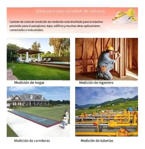 Cinta Métrica Larga De Fibra De Vidrio, 100 Metros