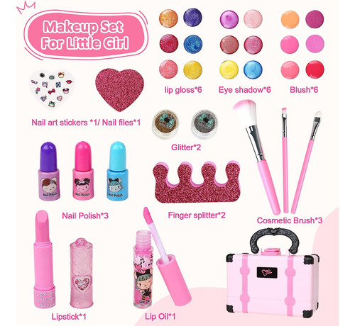 Kit De Maquillaje Infantil De 32 Piezas Para Niñas, Set