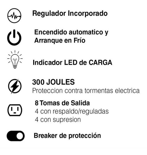 Ups 1000va 1kva Cdp R-upr1008 Para Equipos 8 Toma Recargable