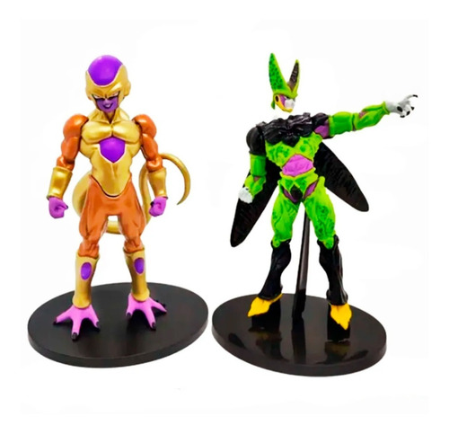 Set X2 Figuras Dragon Ball Z Cell + Freezer Dorado 18cm Muñe