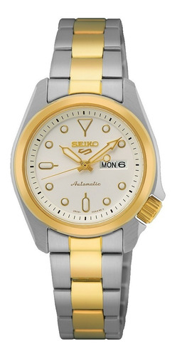 Reloj Seiko 5 Automático Mujer Sre004 K1 Color de la malla Combinado Plateado Y Dorado Color del bisel Dorado Color del fondo Blanco