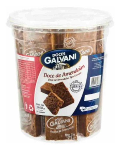 Doce Paçoca De Amendoim Galvani 73g Pote C/ 20 Unid Atacado