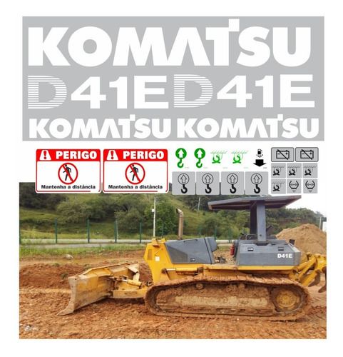 Kit Etiqueta + Adesivos Compatível Trator Komatsu D41e D41e3 Cor TRATOR ESTEIRA KOMATSU D 41E