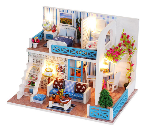 Kit De Casa De Muñecas Para Bricolaje Con Muebles Y Led, Reg