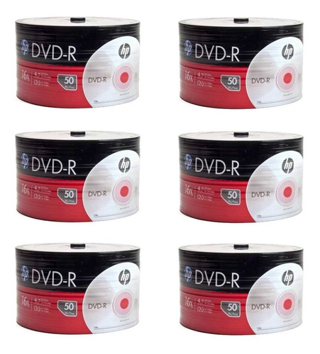 Dvd Vírgenes Hp -r | 6 Bulks |  300 Dvds Para Grabar