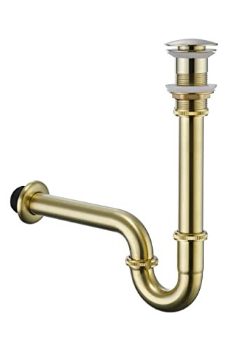 Desague Con Tapon + Sifon Para Pileta Baño Dorado Cepillado