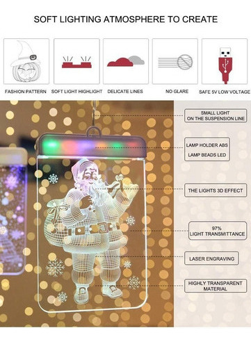 Nuevo Cortina De Luces Navideñas Con Colgante 3d, Cadena