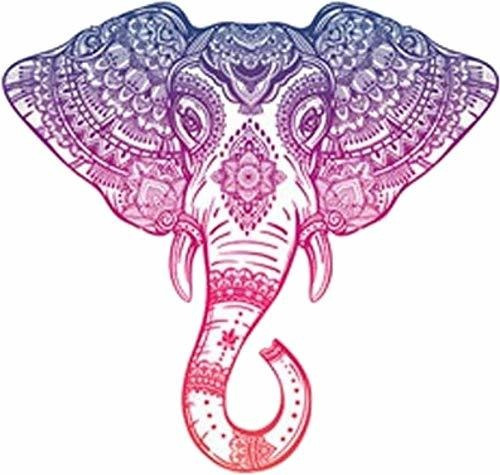 Calcomanía Vinyl Elefante Patrón Henna Lila Rosado