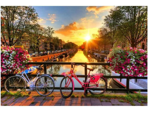 Lienzo Para Pintar Por Números Paisaje Bicicletas Ámsterdam
