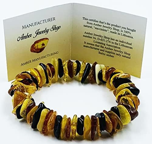 Pulsera De Ámbar Natural En Banda Elástica De 7 Pulgadas - C