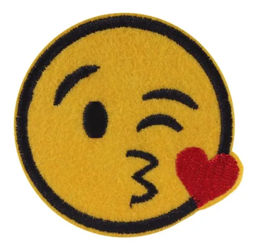 Parche Aplique Bordado Emoticon Emoji Icono Beso Corazon