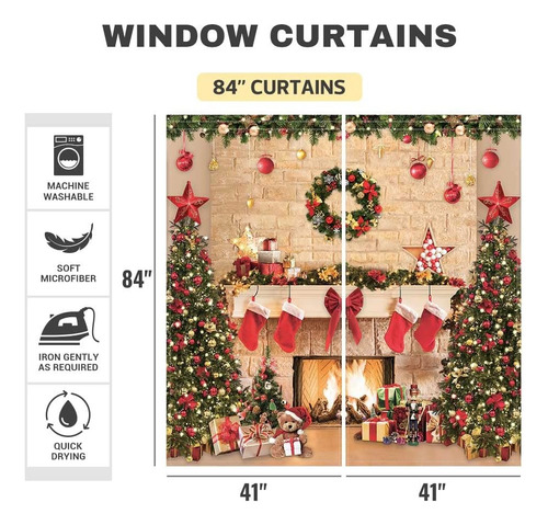 Funnytree Cortinas De Ventana De Chimenea De Navidad Para Ni