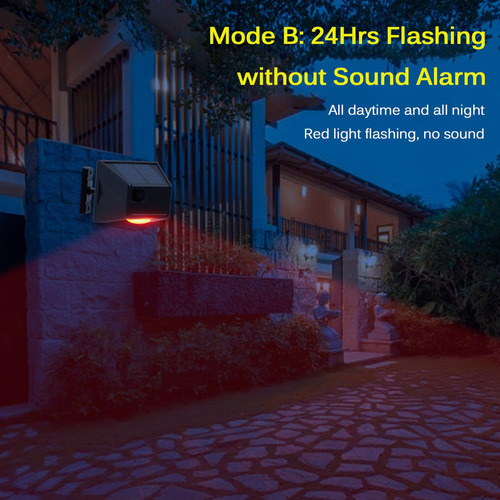 Sensor De Movimiento Solar Luz De Alarma 110db Gran Sirena
