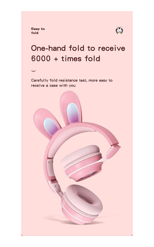 Auriculares Bluetooth Con Forma De Oreja De Conejo, Plegable