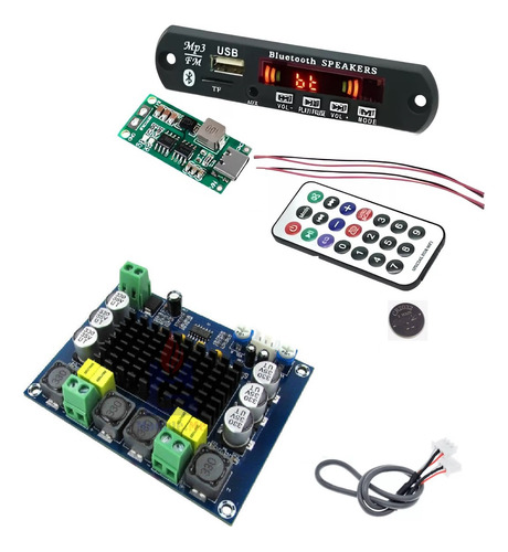 Kit Amplificador 120w + Bluetooth Mp3 Sd Fm + Cargador C Sgk