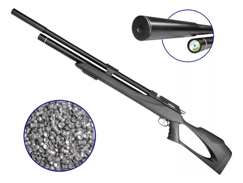 Rifle Pcp Fox M25 Regulado 950 Fps Cerrojo 5,5 / 6,35 Negro 5.5 Mm