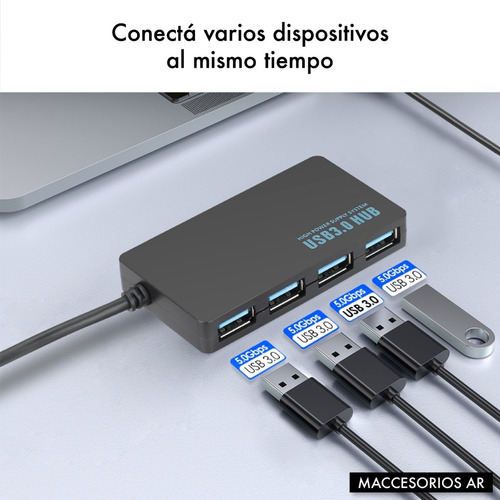 Imagen 5 de 10 de Hub Usb 3.0 A 4 Usb - Alta Velocidad