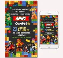 Comprar Tarjetas Invitaciones Digitales Personalizadas Lego
