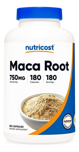 Nutricost Maca Root 750 Mg Raíz De Maca 180 Cápsulas Sabor Sin Sabor
