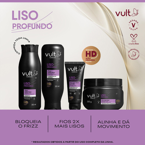 Shampoo Cabelos Lisos Anti Frizz Liso Profundo 350ml Vult