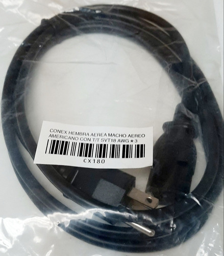 Cable Fuente De Poder Svt 18 Awg *3 Conex Hembra Macho Aereo