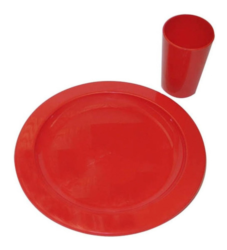 Conjunto De Camping Plastico Foco Plato + Vaso