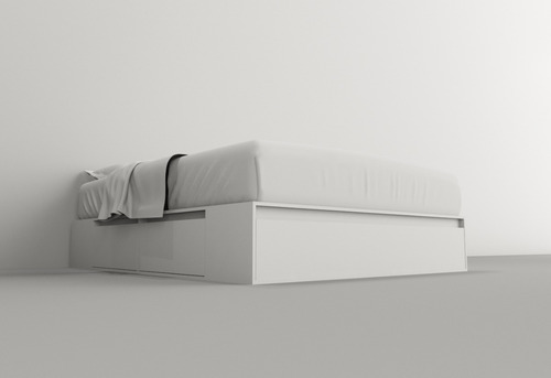 Imagen 3 de 10 de Box De Cama Con Cajonera + Zapatero Base Somier 1,60m Blanco