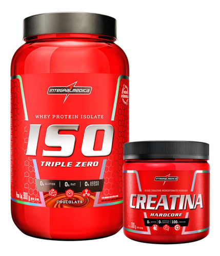 Kit Whey Iso Triple Zero 900g Creatina 300g Integral Médica