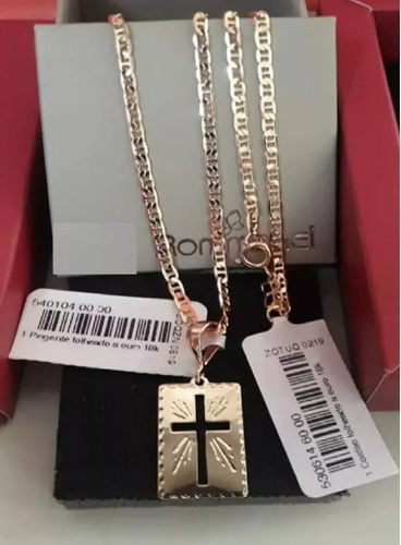 Cordão Rommanel Masculino 60cm Pingente Cruz