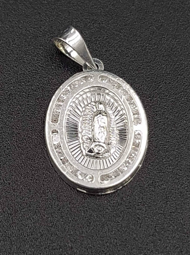 Medalla De Virgen De Guadalupe En Plata .925 Con Zirconia