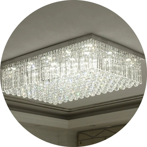 Lustre De Cristal Legítimo K9 Retangular Para Sala De Jantar