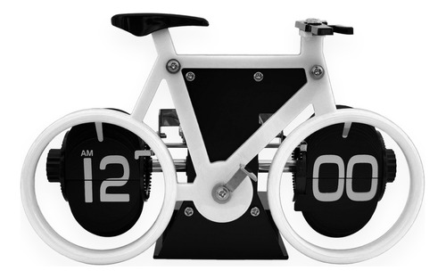 Reloj Decorativo Flip De Escritorio Bicicleta Blanco