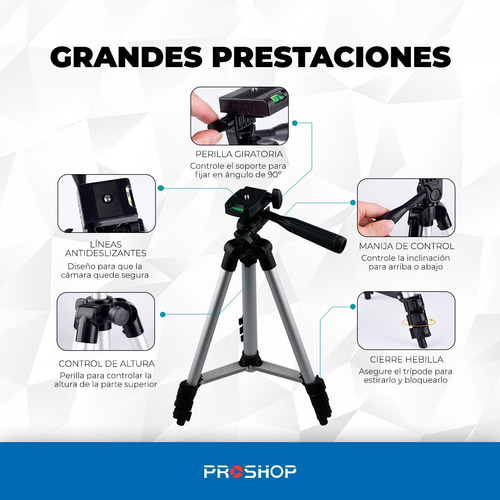 Imagen 2 de 10 de Tripode Aluminio Plegable Ideal Camaras Reflex, Telescopico