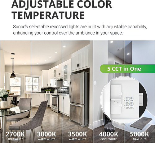 Luces Led Empotrables 4 Pulgadas,sunco Lighting (paquete 24) Color 5 Quilates En Uno (27 K, 3 K, 35 K, 4 K, 5 K)
