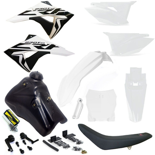 Kit Carenagem Plástico Honda Crf 230 Tanque 7l Branco/branco