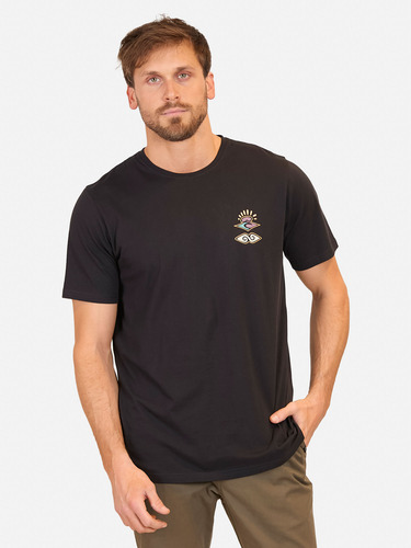 Polera M/c Retro Search Tee Negro Hombre Rip Curl